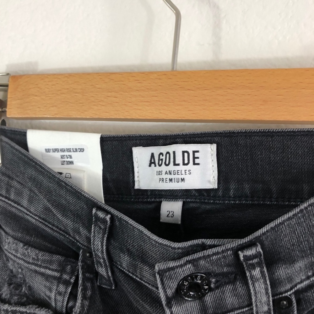 NWT AGOLDE Ruby High Rise Crop Let Down Jeans - Picture 3 of 6